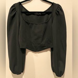 Corset Style Top with Puff Sleeves